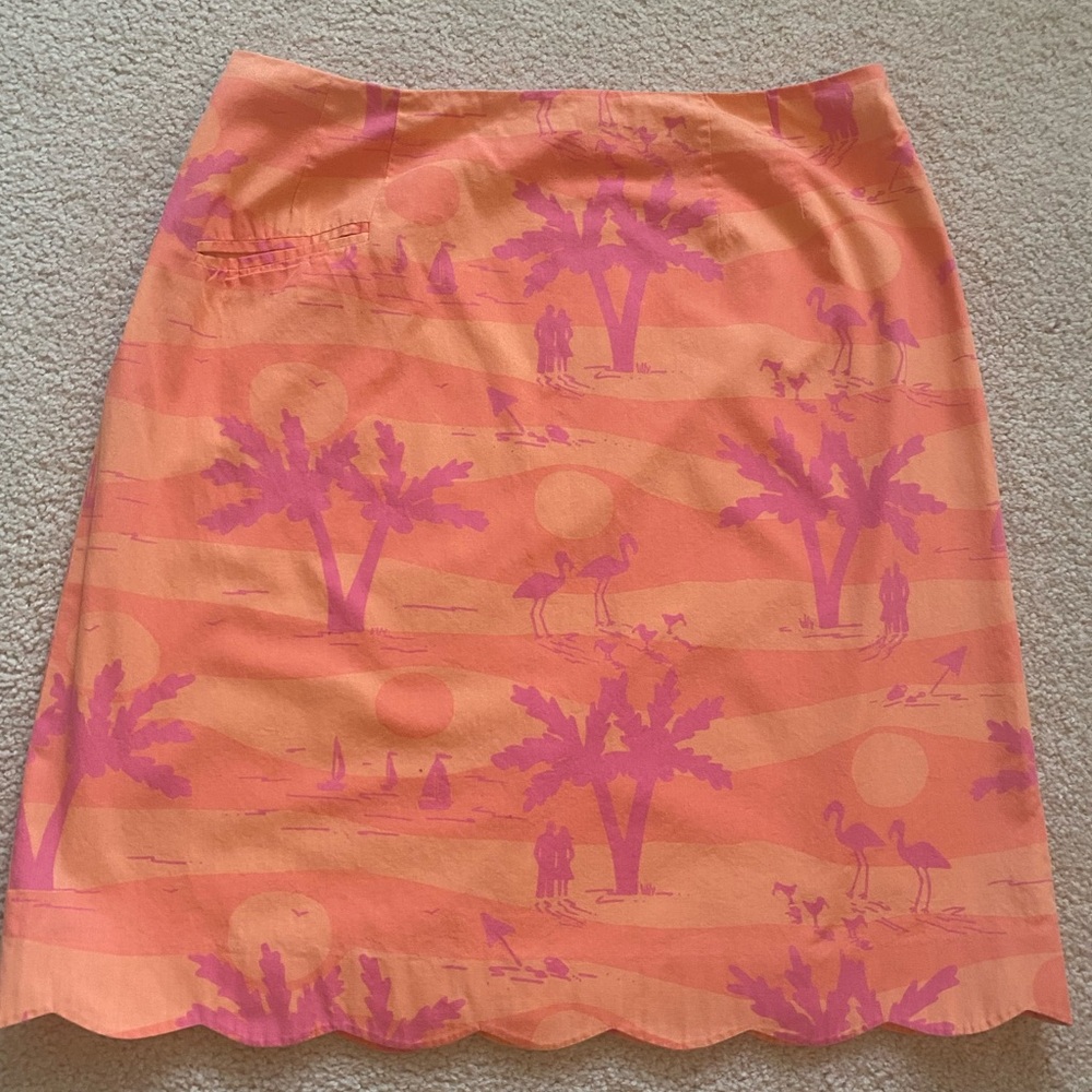 Lilly Pulitzer Orange and Pink Tropical Pencil Skirt